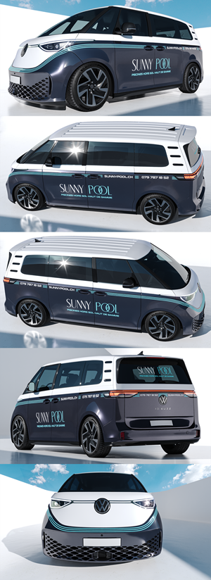 VW ID. Buzz Branding for a High-End Above-Ground Pool Company
