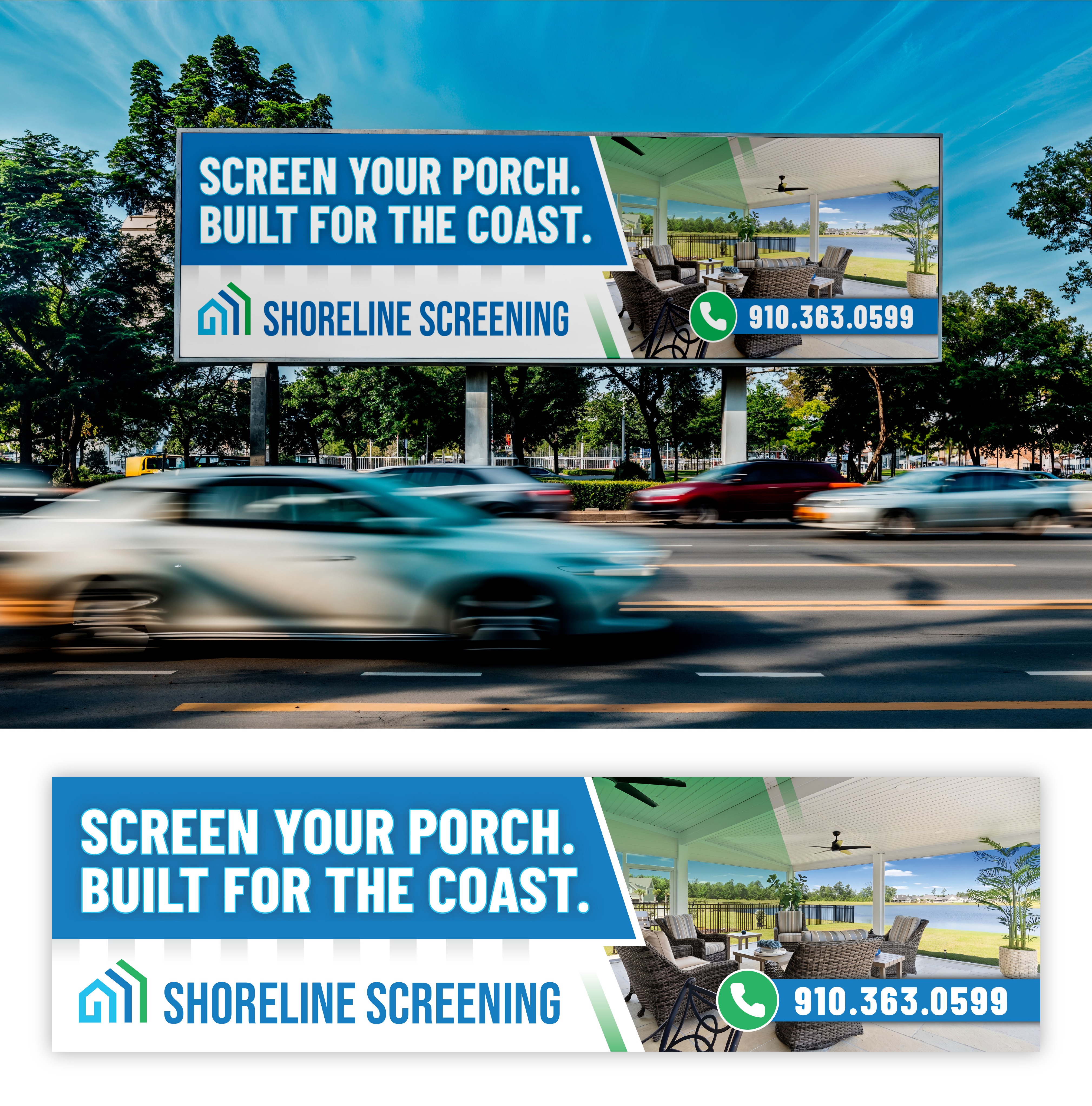 Billboard Design by Impressive Designs for Shoreline Screening Solutions, LLC | Design #37176452