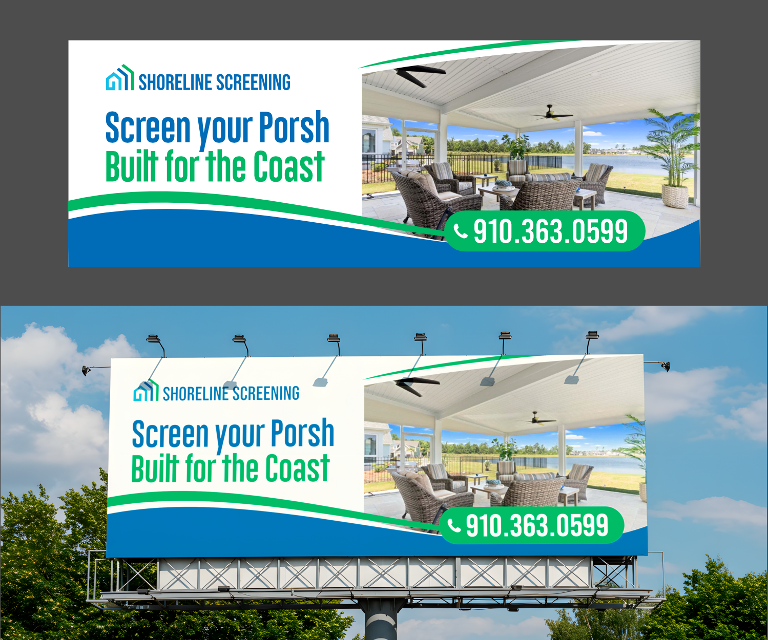Billboard Design by ThiagoB for Shoreline Screening Solutions, LLC | Design #37174643