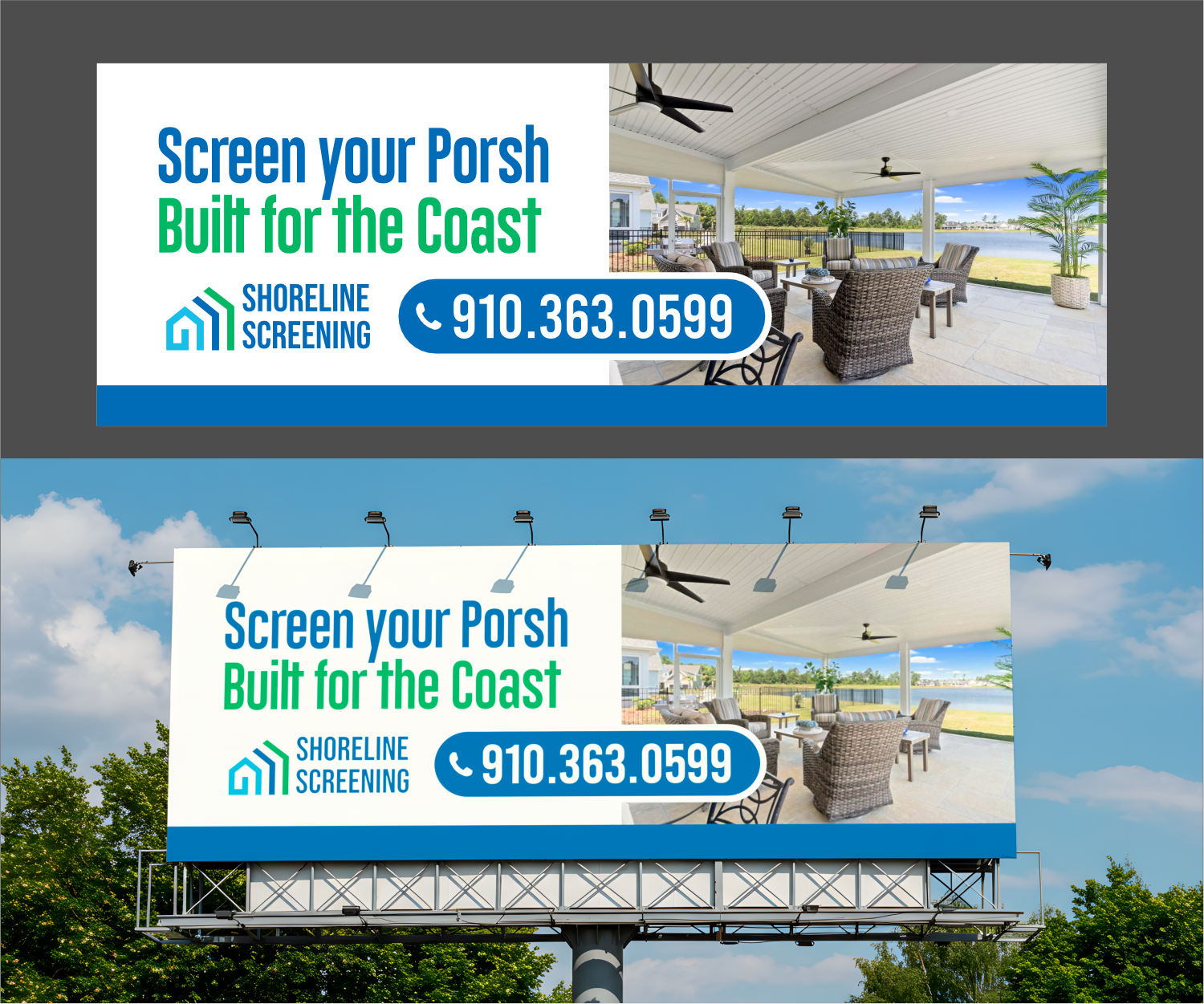 Billboard Design by ThiagoB for Shoreline Screening Solutions, LLC | Design #37174645