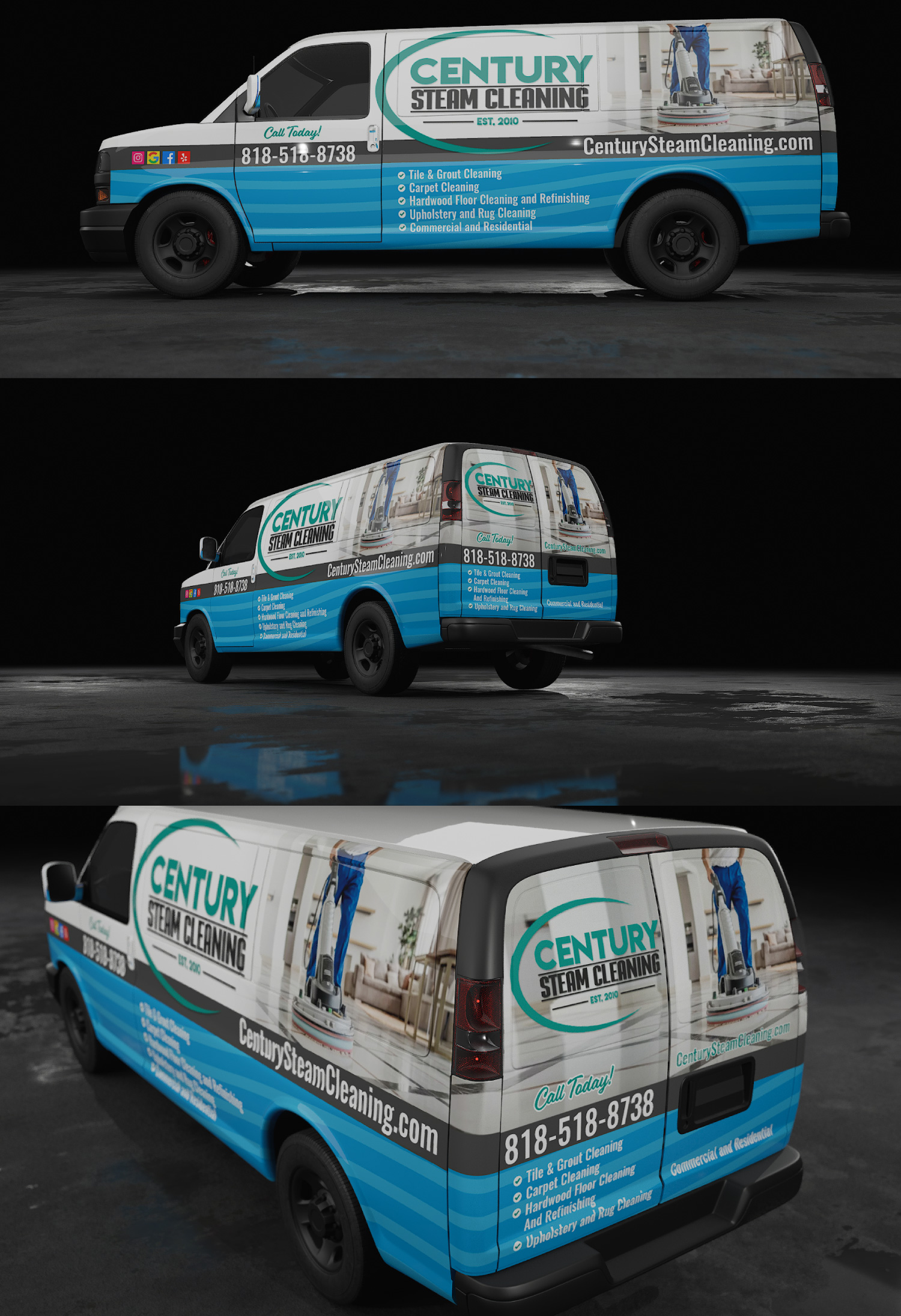 Car Wrap Design by Wrapcia for Century Steam Cleaning | Design #37195848