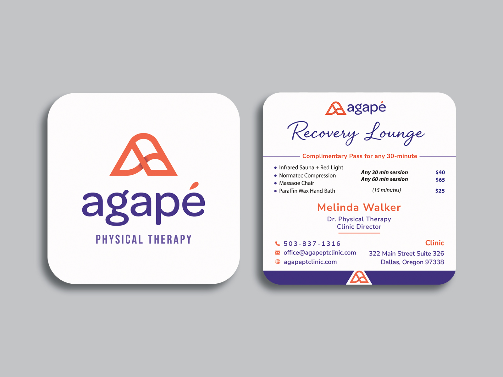 Design de Carte de Visite par Creative Moon Design pour Agapé Physical Therapy | Design #37183903