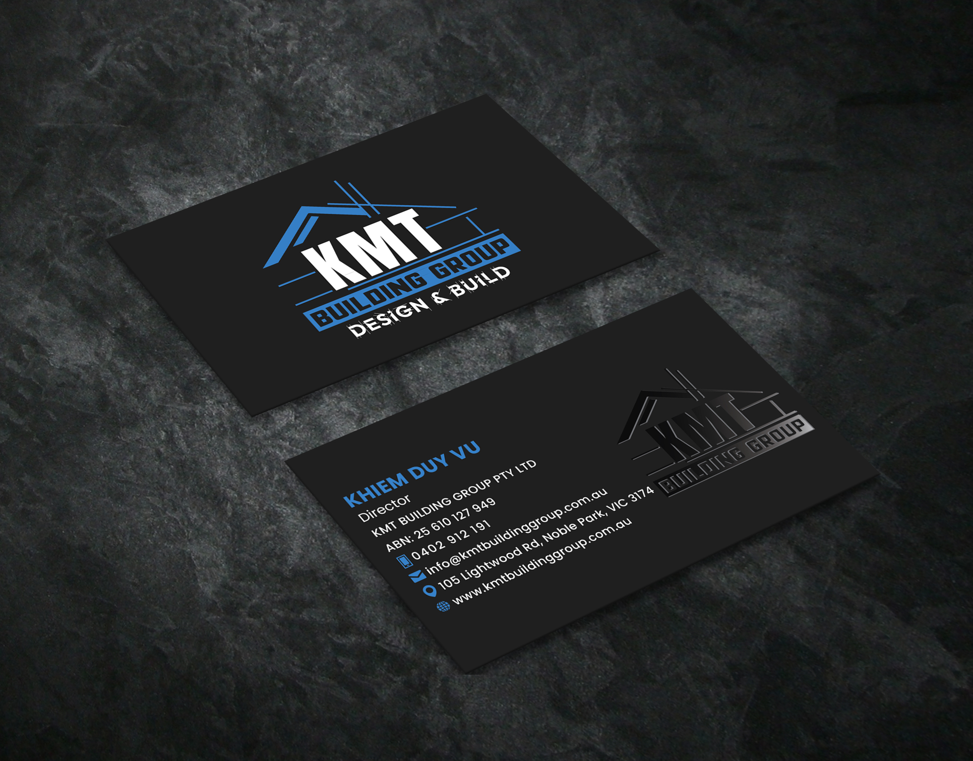 Diseño de Tarjeta de Presentación por Creative Moon Design para KMT Building Group Pty Ltd | Diseño #37197219