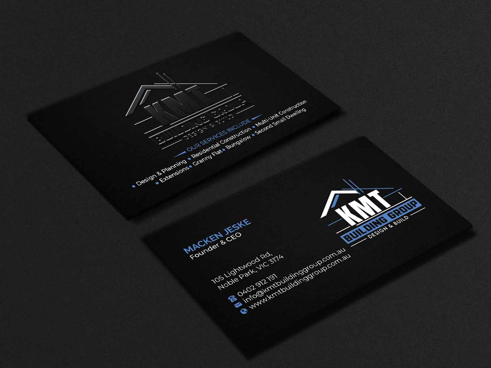 Diseño de Tarjeta de Presentación por R.design para KMT Building Group Pty Ltd | Diseño #37195777