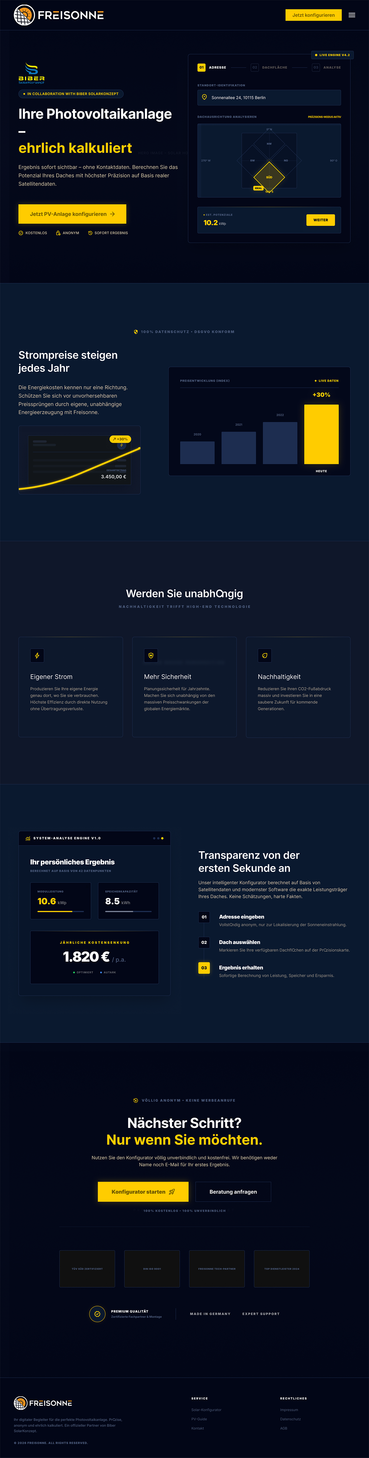 Landing Page Design by Amer Flihan (RBD) for BIBER SolarKonzept GmbH | Design #37217029