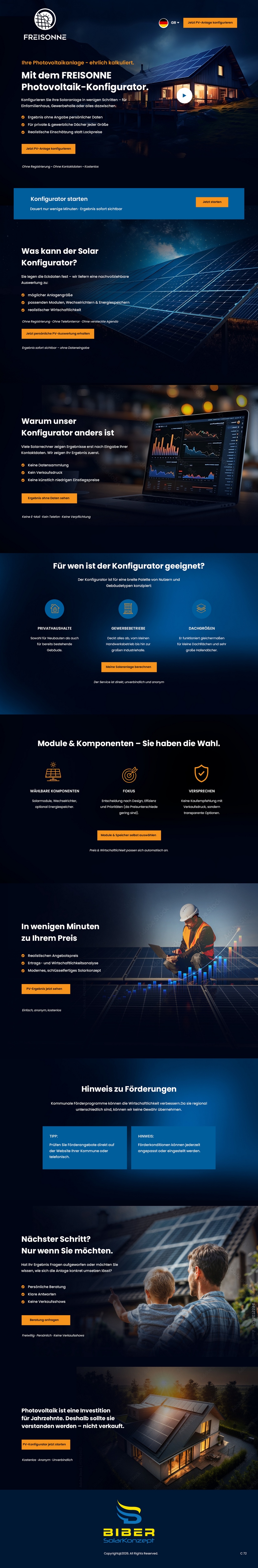 Landing Page Design by pb for BIBER SolarKonzept GmbH | Design #37216489
