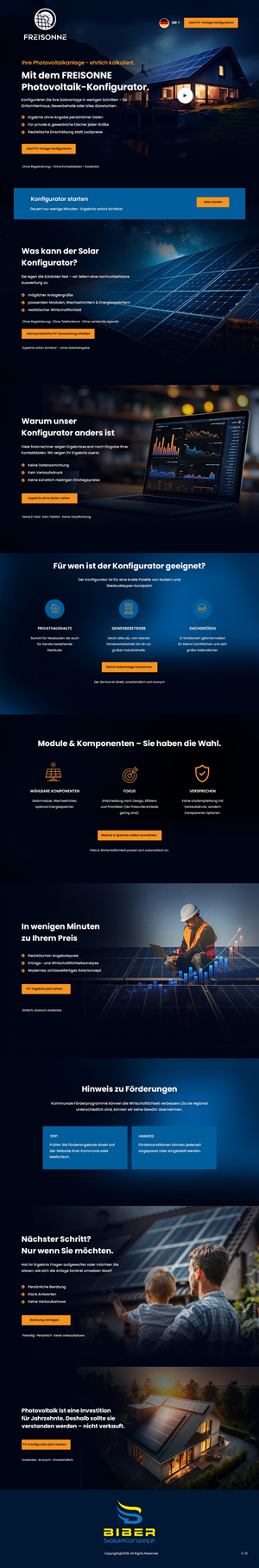 Landing Page Design by pb for BIBER SolarKonzept GmbH | Design: #37216489