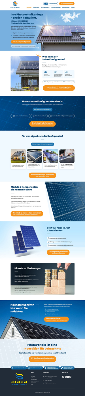Landing Page Design by pb for BIBER SolarKonzept GmbH | Design: #37216490