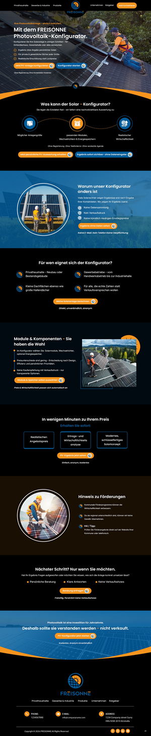 Landing Page Design by pb for BIBER SolarKonzept GmbH | Design: #37216491