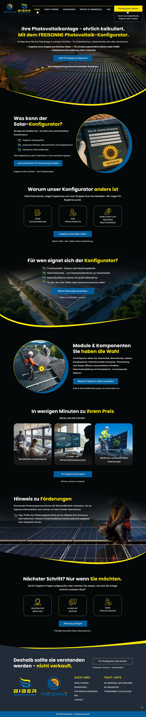 Landing Page Design by pb for BIBER SolarKonzept GmbH | Design: #37216497