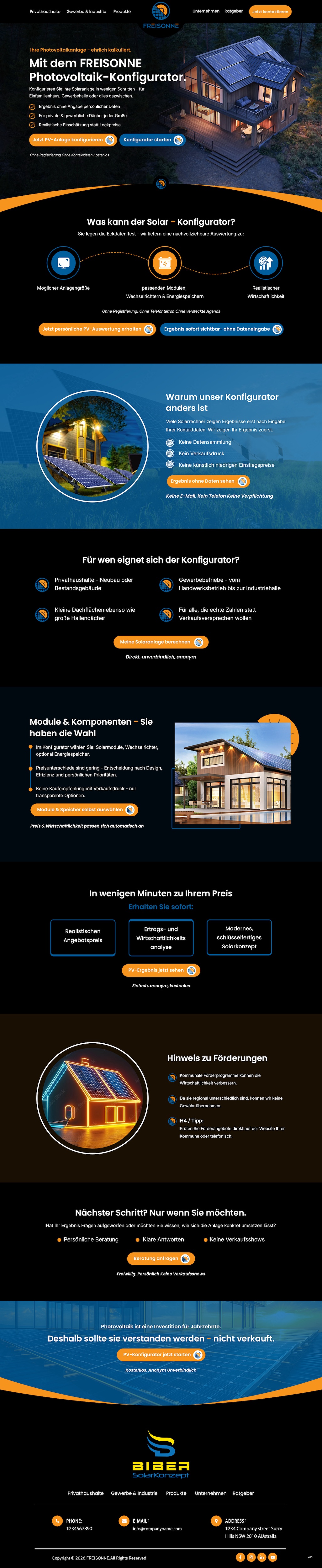 Landing Page Design by pb for BIBER SolarKonzept GmbH | Design #37221347