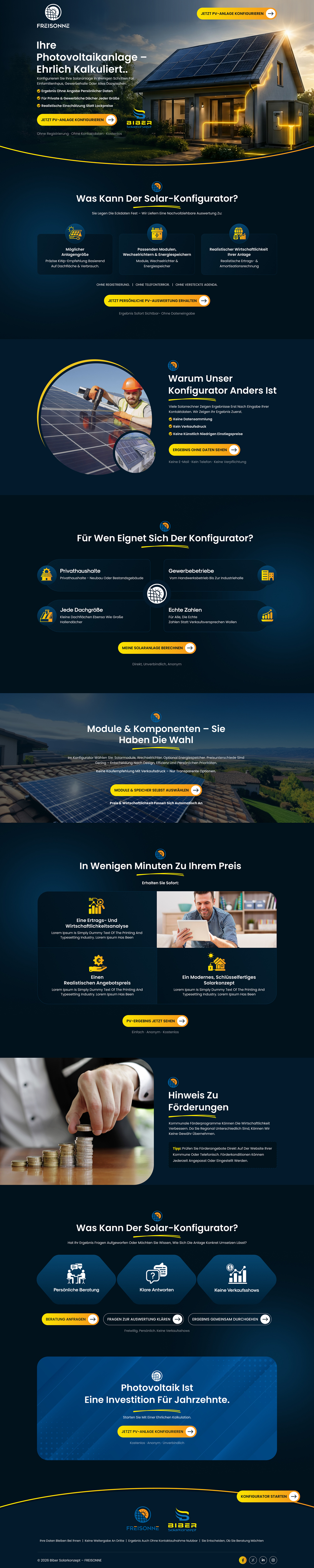 Landing Page Design by Sbss for BIBER SolarKonzept GmbH | Design #37215448