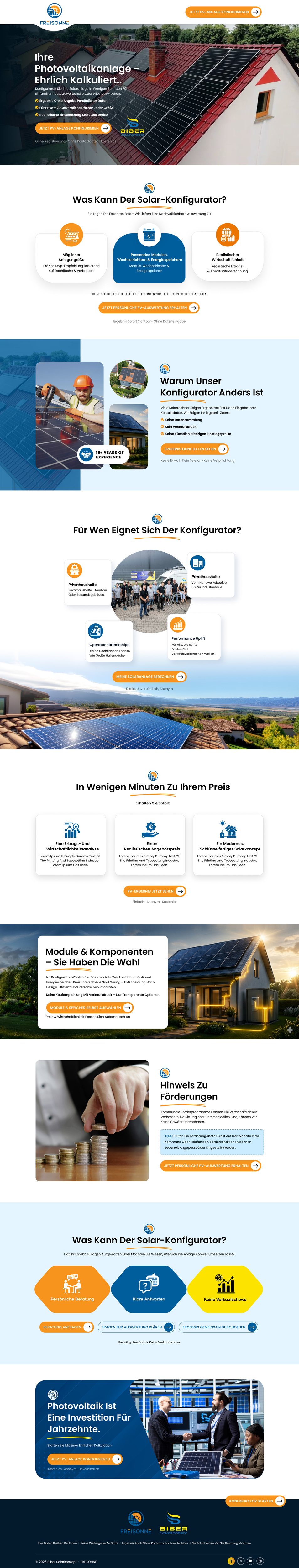 Landing Page Design by Sbss for BIBER SolarKonzept GmbH | Design #37216040