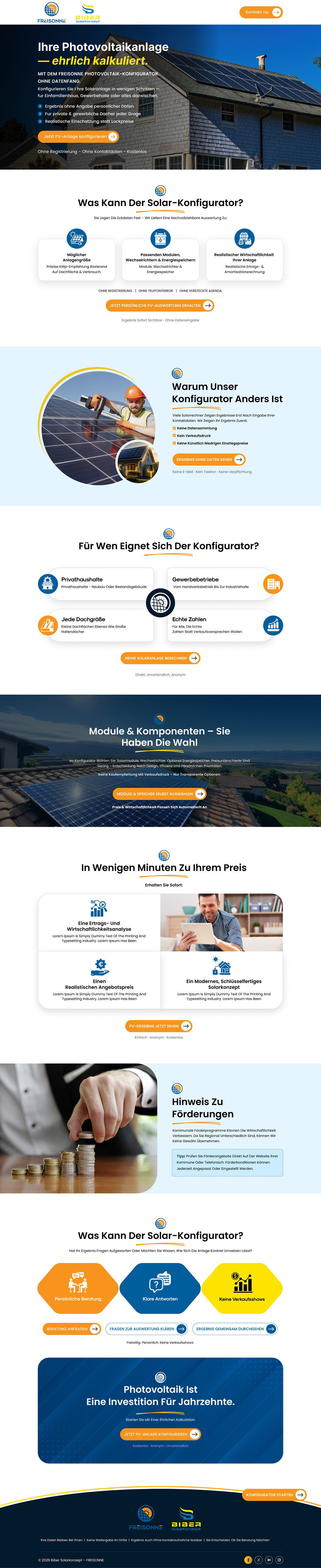 Landing Page Design by Sbss for BIBER SolarKonzept GmbH | Design #37216174