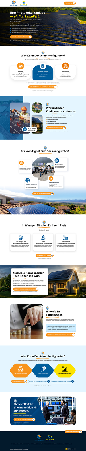 Landing Page Design by Sbss for BIBER SolarKonzept GmbH | Design: #37216175