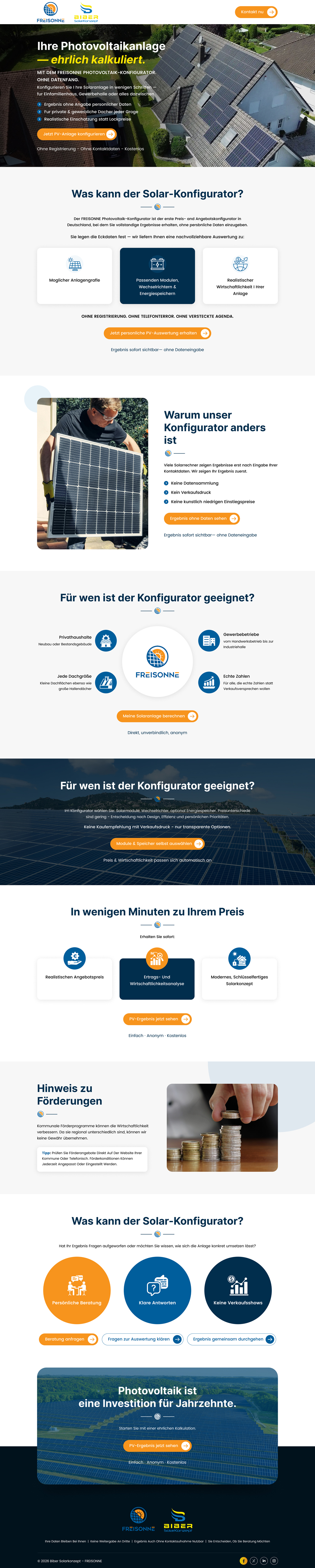 Landing Page Design by Sbss for BIBER SolarKonzept GmbH | Design #37216866
