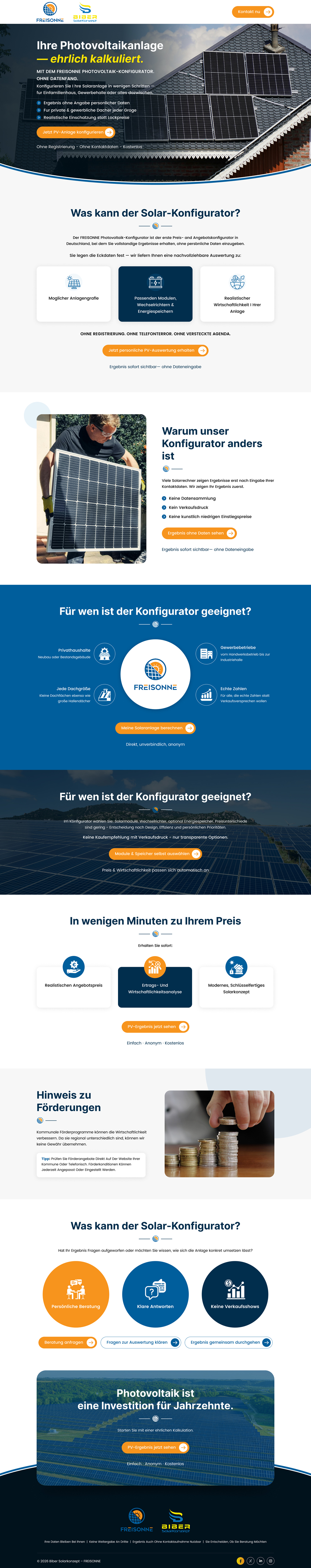 Landing Page Design by Sbss for BIBER SolarKonzept GmbH | Design #37216867