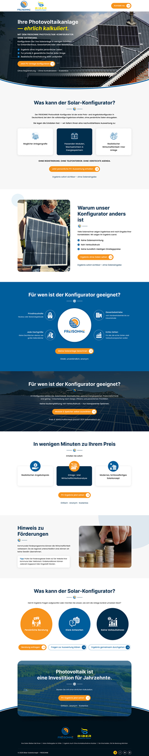 Landing Page Design by Sbss for BIBER SolarKonzept GmbH | Design: #37216867