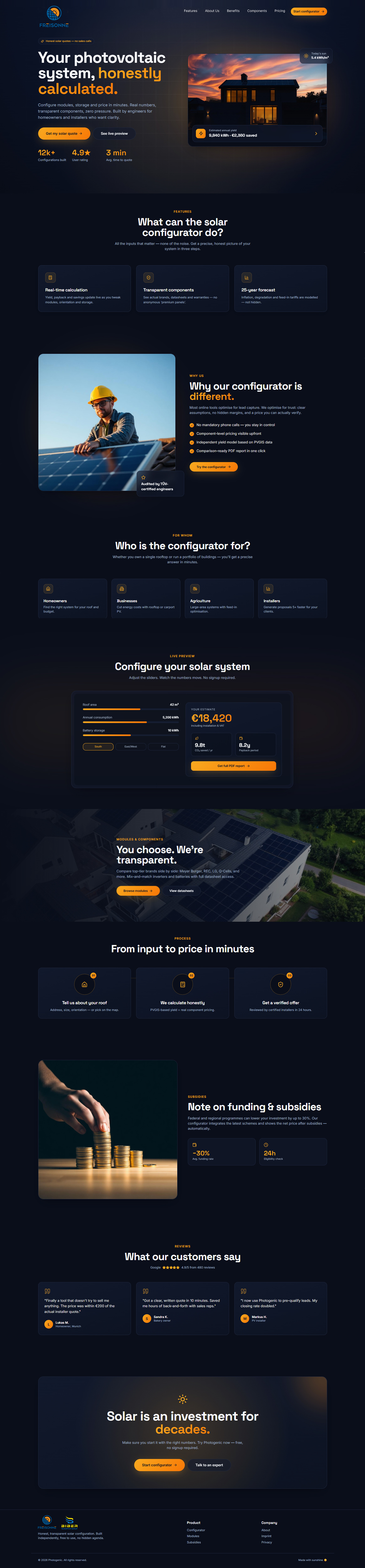 Landing Page Design by Sbss for BIBER SolarKonzept GmbH | Design #37231599