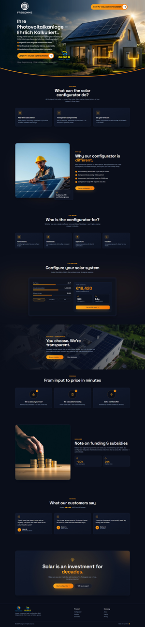 Landing Page Design by Sbss for BIBER SolarKonzept GmbH | Design: #37231600