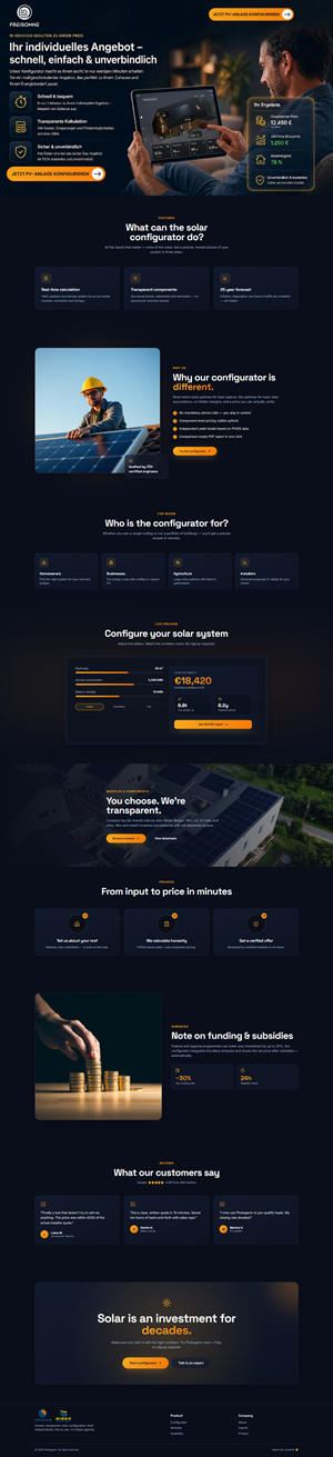 Landing Page Design by Sbss for BIBER SolarKonzept GmbH | Design: #37231601