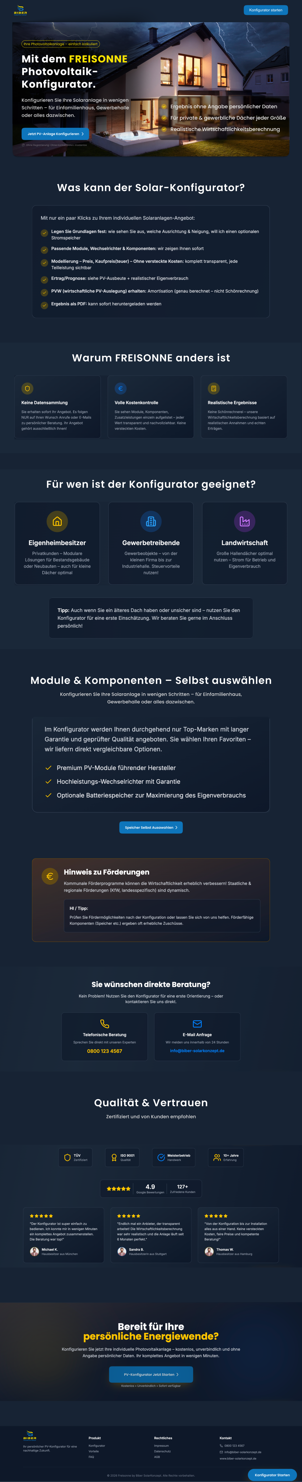 Landing Page Design by victipedia for BIBER SolarKonzept GmbH | Design #37223632