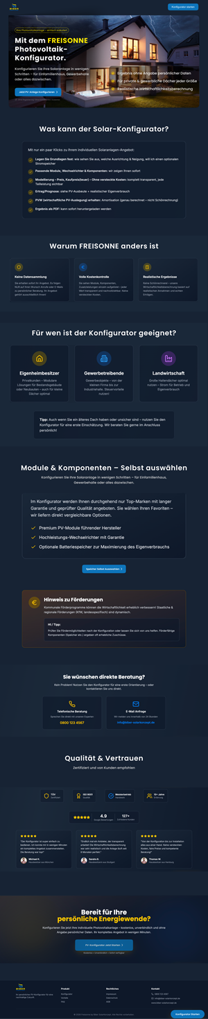 Landing Page Design by victipedia for BIBER SolarKonzept GmbH | Design: #37223632