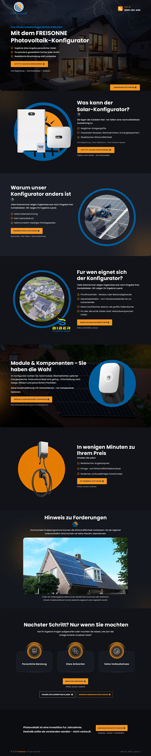 Landing Page Design by sai.designer87 for BIBER SolarKonzept GmbH | Design: #37229386