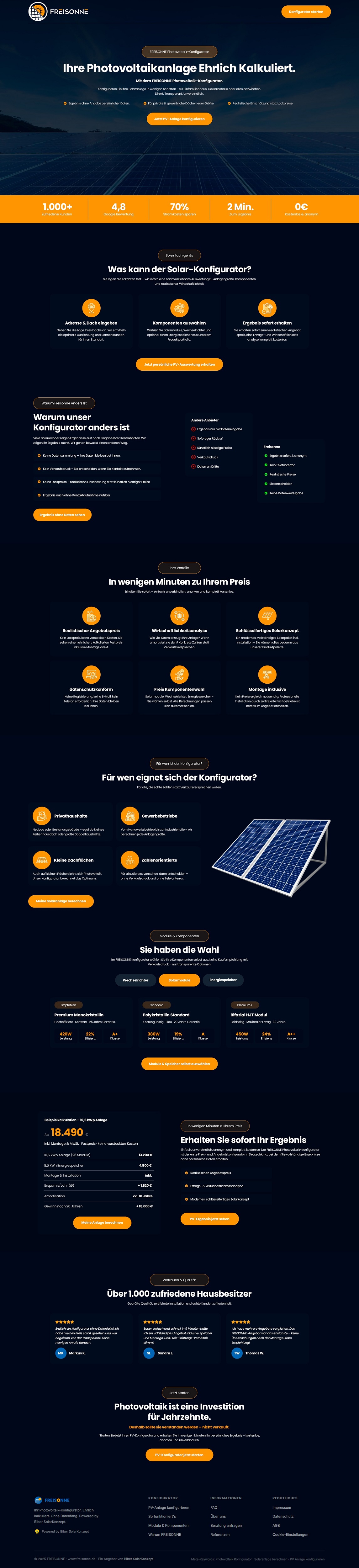 Landing Page Design by NZ Creatives for BIBER SolarKonzept GmbH | Design #37216423