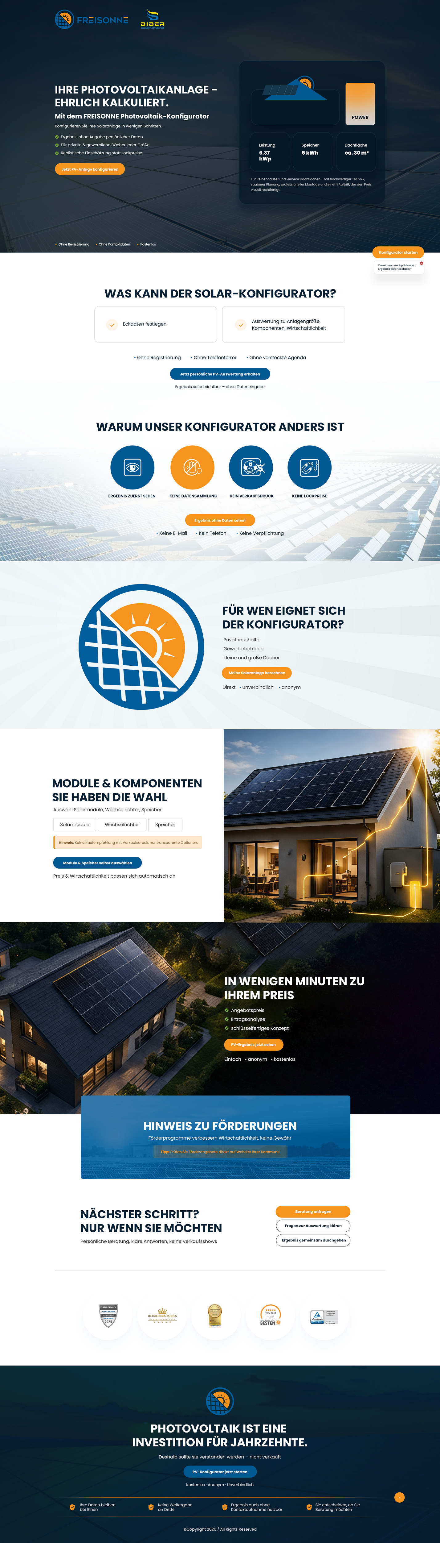 Landing Page Design by NZ Creatives for BIBER SolarKonzept GmbH | Design #37216424