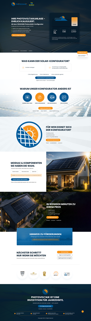 Landing Page Design by NZ Creatives for BIBER SolarKonzept GmbH | Design: #37216424