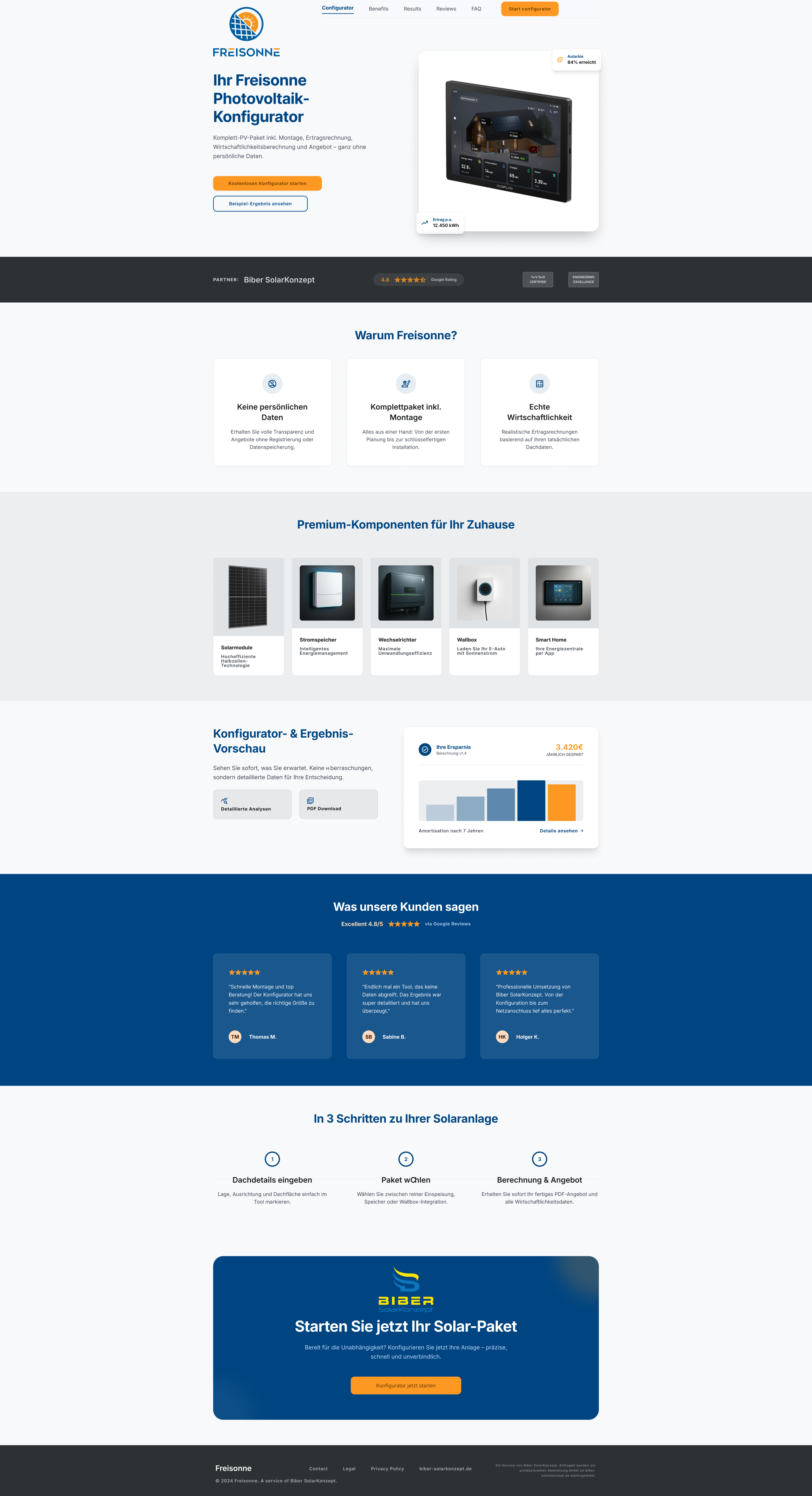 Landing Page Design by Design92 for BIBER SolarKonzept GmbH | Design #37238924