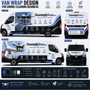 Premium Van Wrap Design for Drone Cleaning Business (Dual Branding Concept)