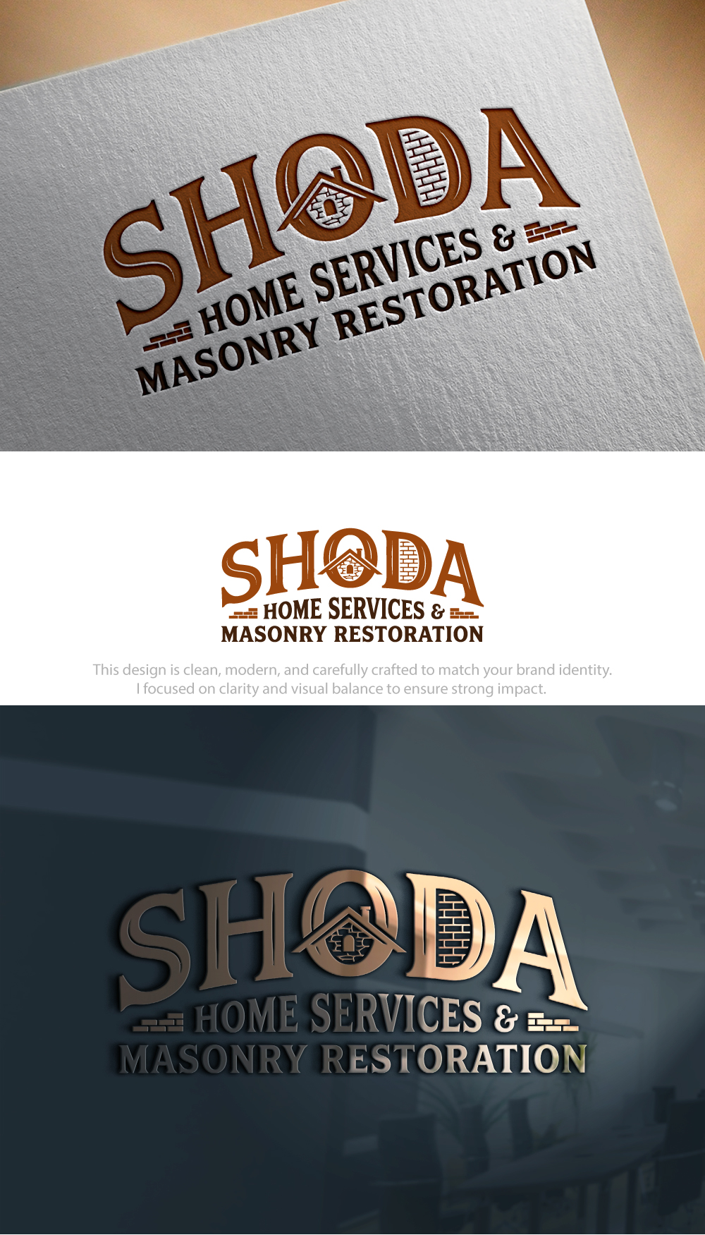 Logo Design by Hamza  Al-Muttalib for Shoda Home Services & Masonry Restoration | Design #37250270