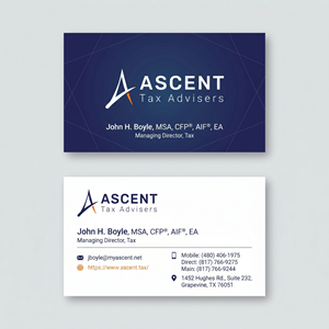 Business Card Design by Designz Zone for Ascent Tax Advisers | Design: #37265201
