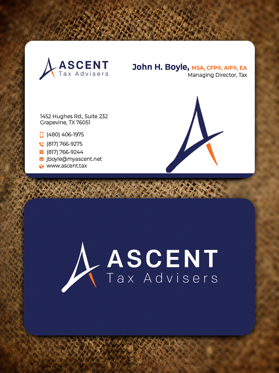 Diseño de Tarjeta de Presentación por Md. Abuhanifa para Ascent Tax Advisers | Diseño #37265454