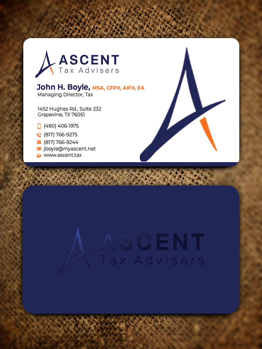 Diseño de Tarjeta de Presentación por Md. Abuhanifa para Ascent Tax Advisers | Diseño #37265479
