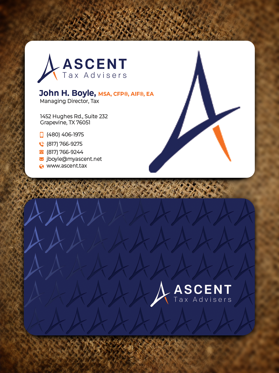 Diseño de Tarjeta de Presentación por Md. Abuhanifa para Ascent Tax Advisers | Diseño #37265503