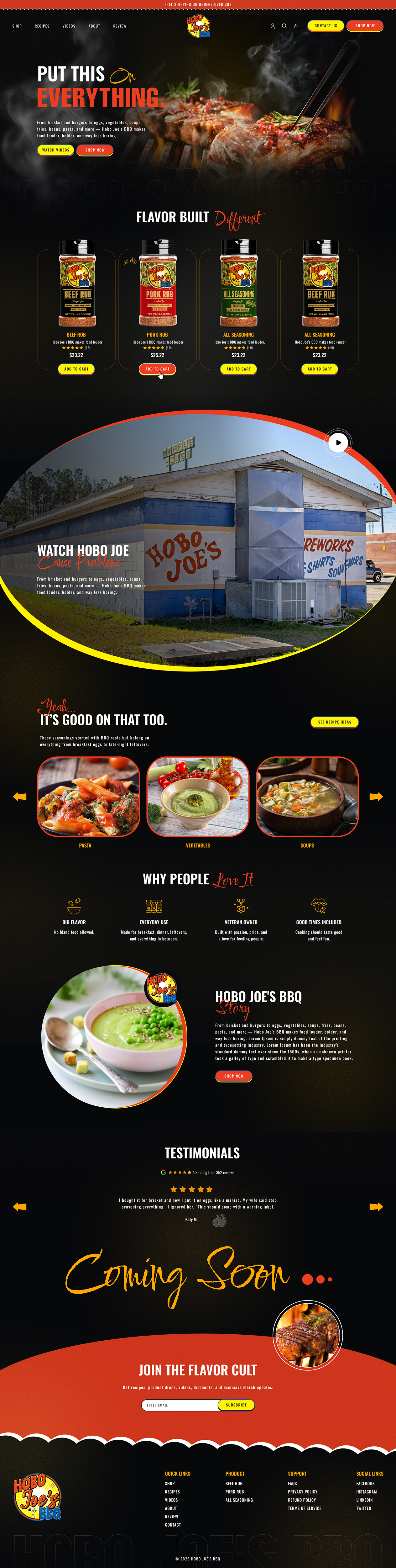 Shopify Design by IDesign1606 for Hobo Joes BBQ | Design #37304813