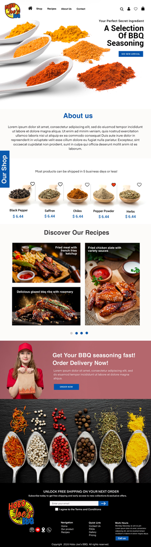 Shopify Design by Topi ufo for Hobo Joes BBQ | Design #37301688