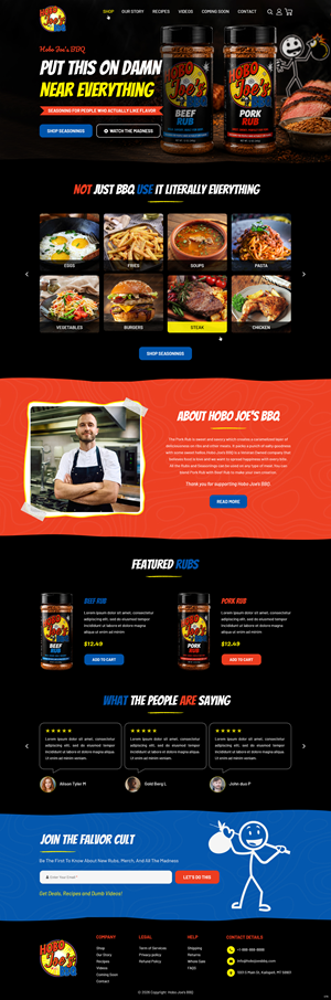 Diseño de Shopify por pb para Hobo Joes BBQ | Diseño: #37283867