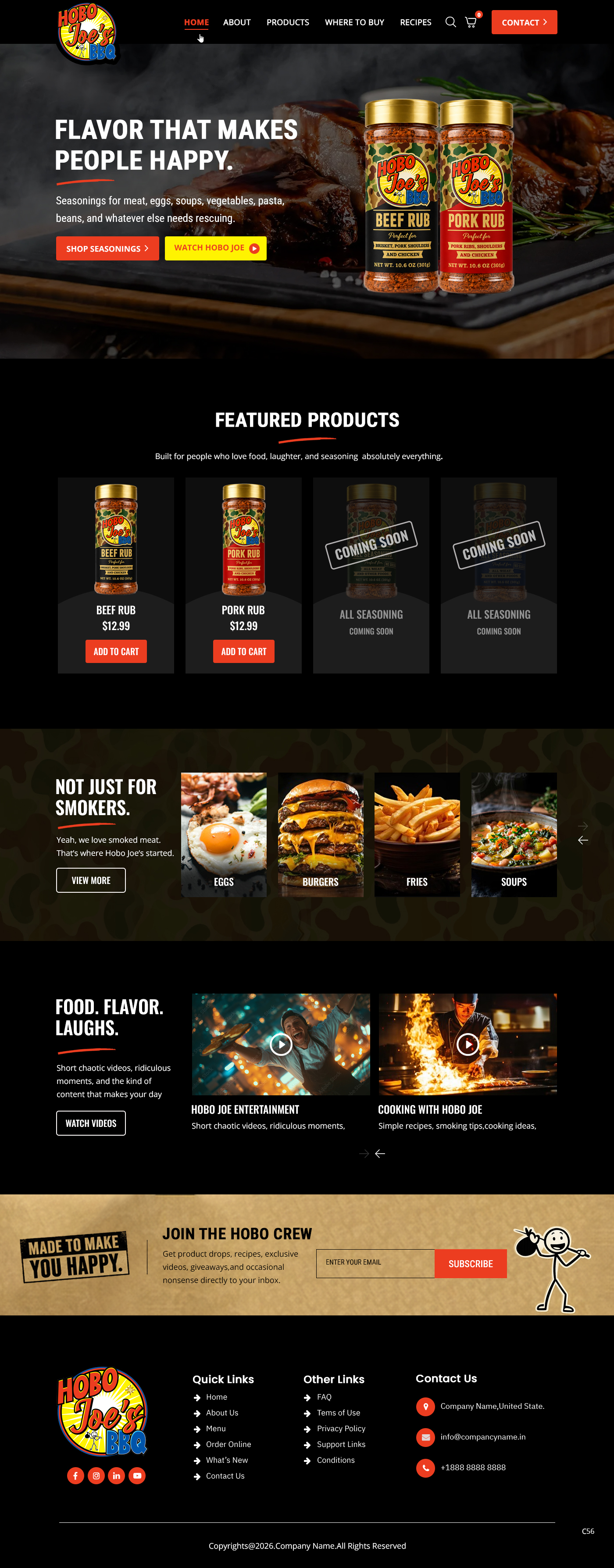 Shopify Design by pb for Hobo Joes BBQ | Design #37283868
