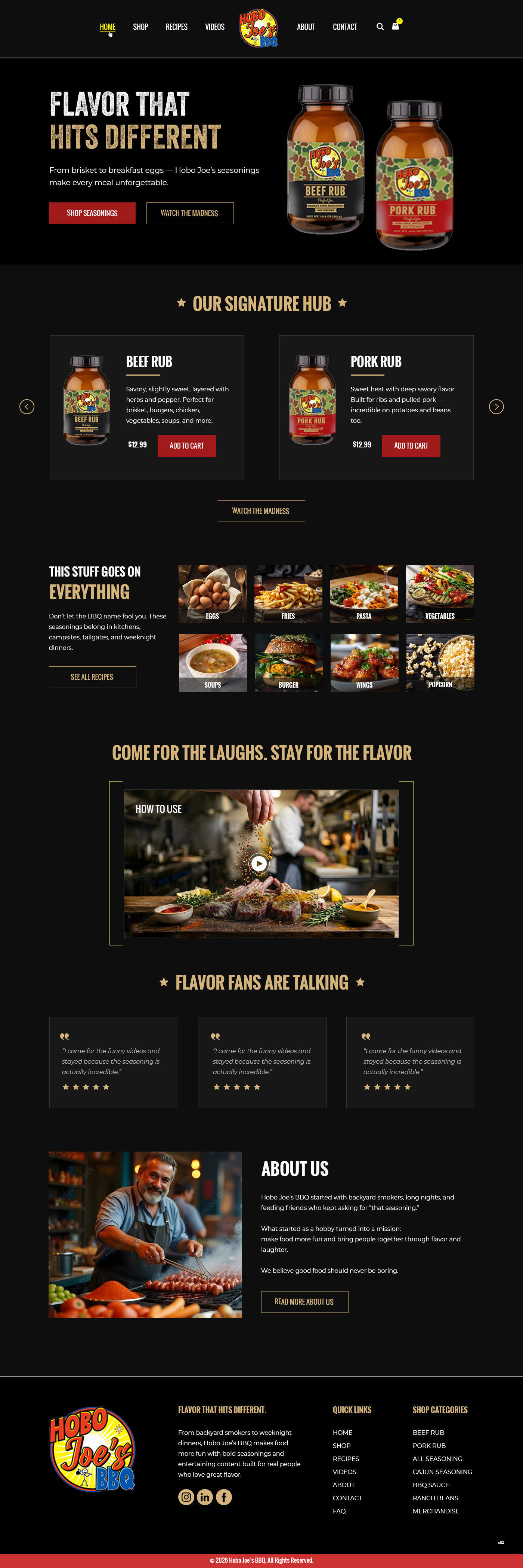 Shopify Design by pb for Hobo Joes BBQ | Design #37283869