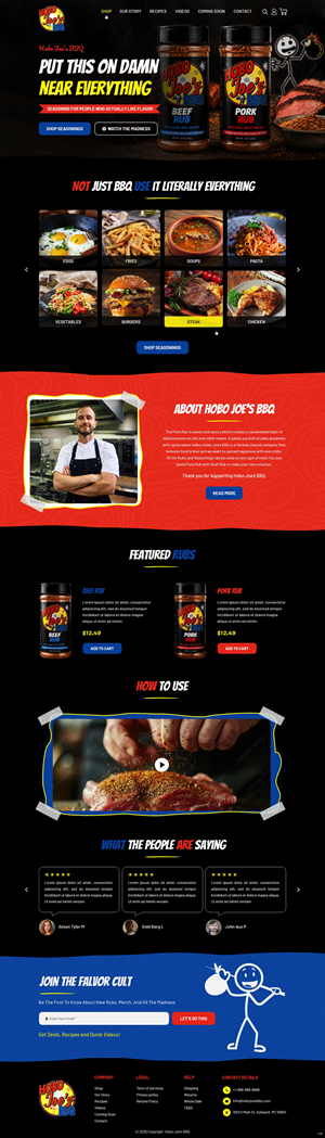 Diseño de Shopify por pb para Hobo Joes BBQ | Diseño: #37283870