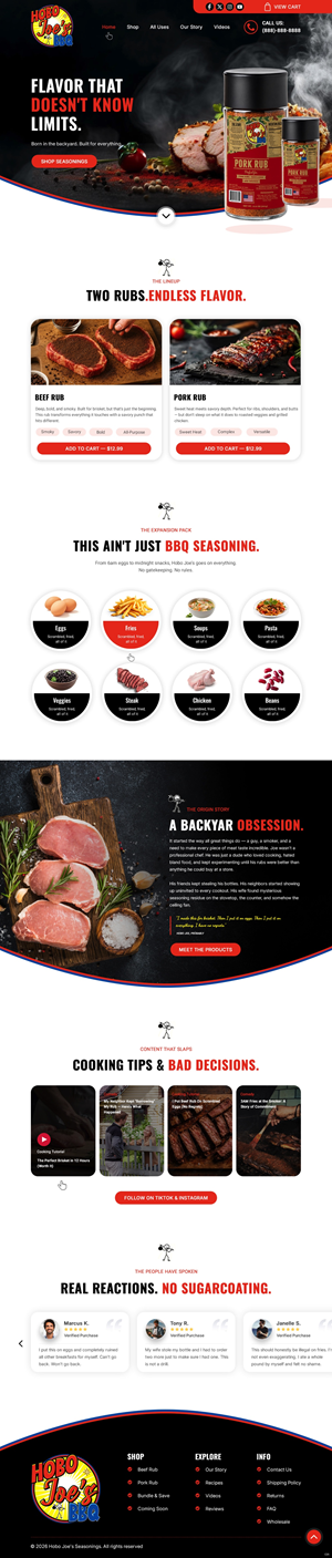 Diseño de Shopify por pb para Hobo Joes BBQ | Diseño: #37283871