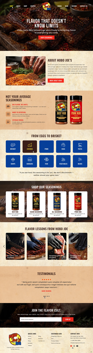 Diseño de Shopify por pb para Hobo Joes BBQ | Diseño: #37283876