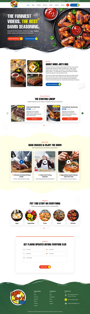 Shopify Design by Sbss for Hobo Joes BBQ | Design: #37282779