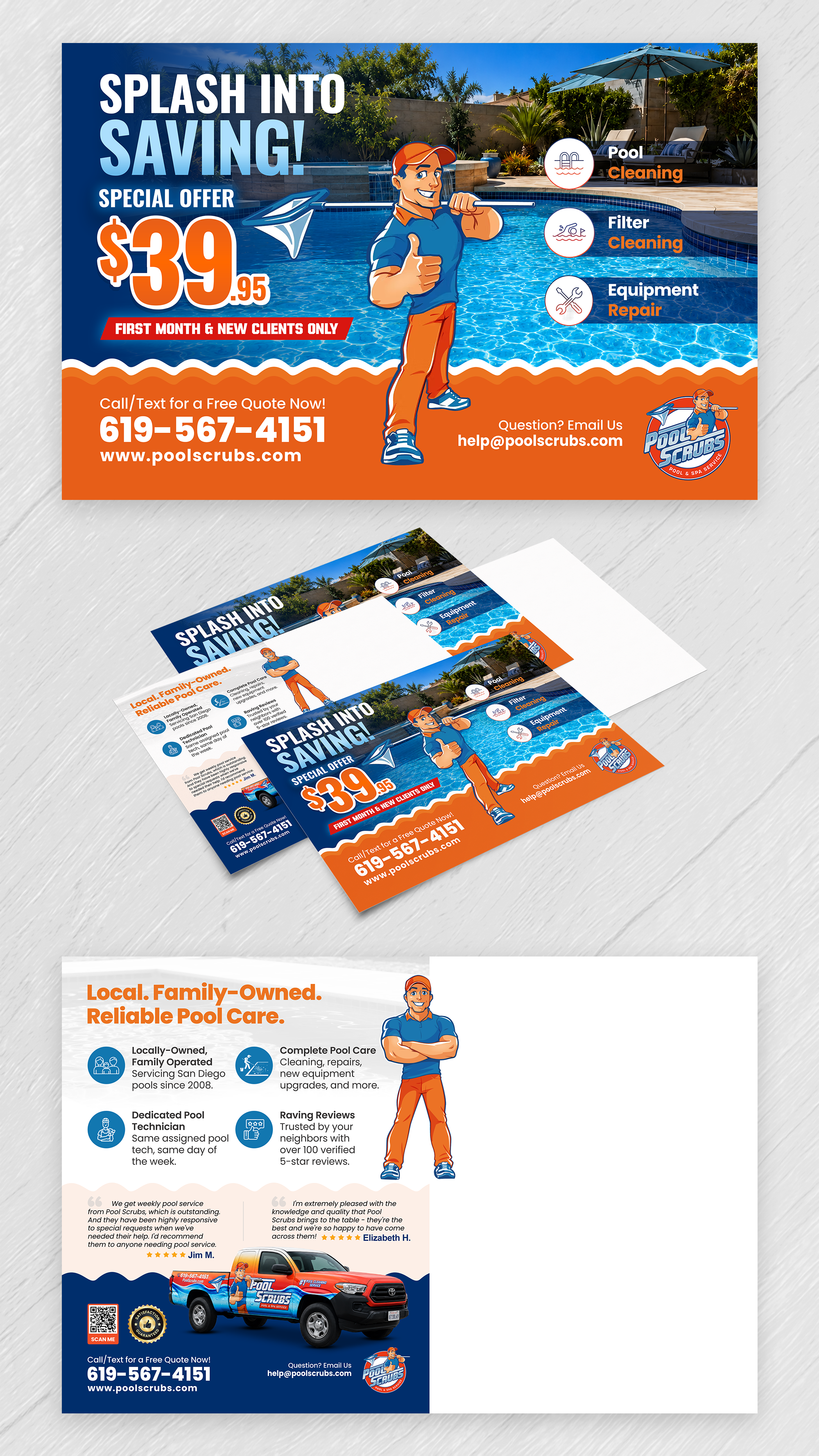 Postcard Design by estevangio for Pool Scrubs | Design #37511965