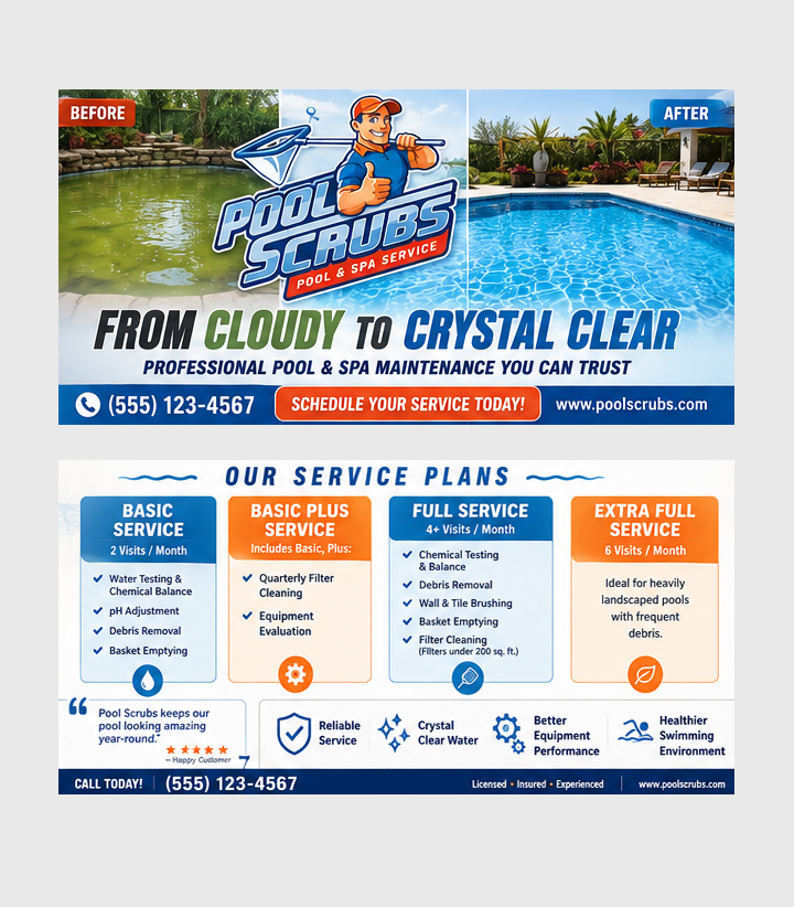 Postcard Design by Achiver for Pool Scrubs | Design #37386827