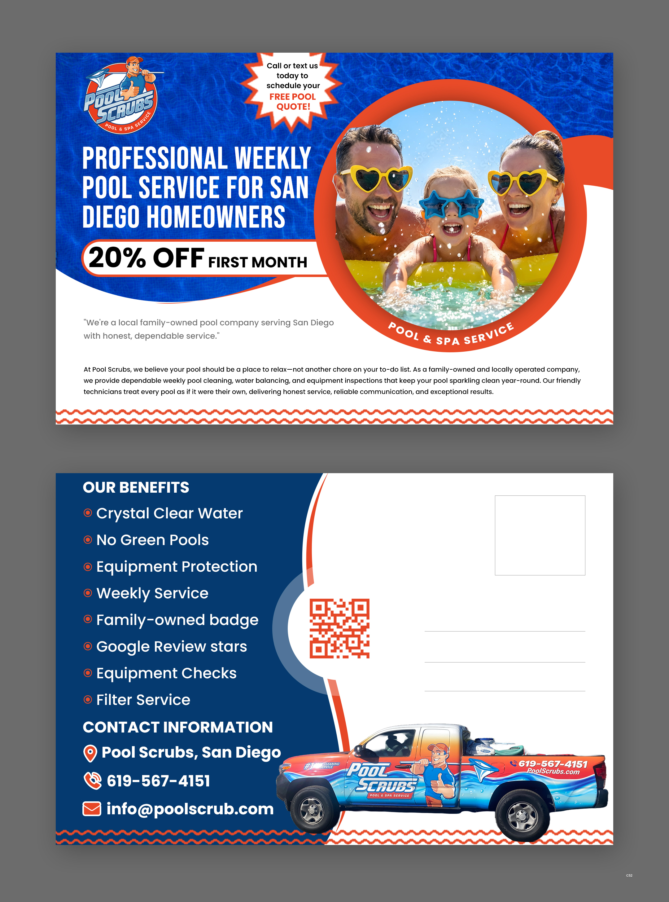 Postcard Design by pb for Pool Scrubs | Design #37377679